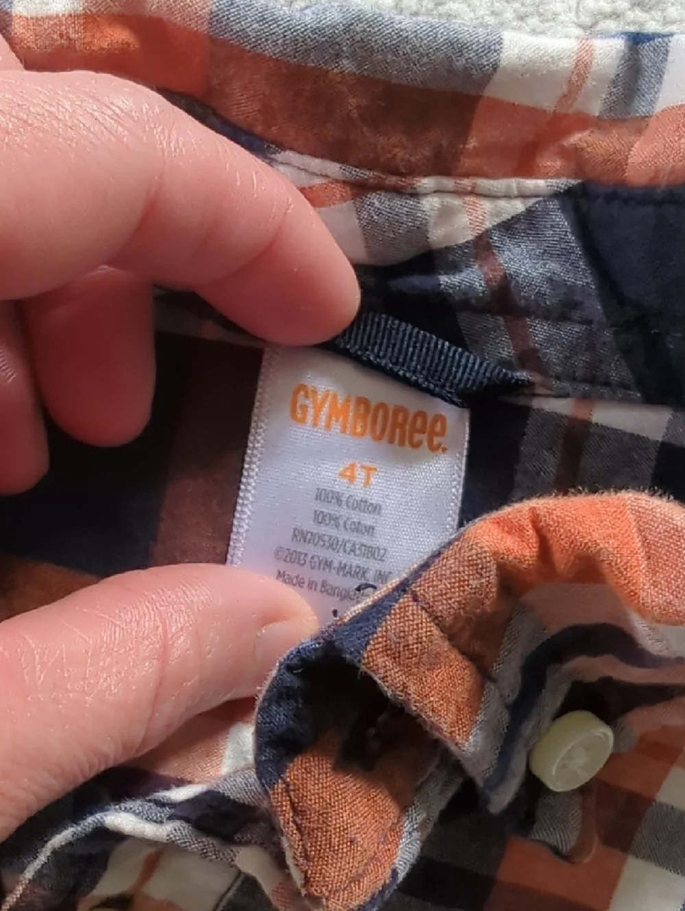 Gymboree Orange & Navy Plaid Button-Up Shirt Size 4T